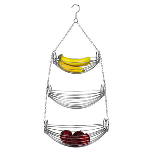 Home Basics 3 Tier Wire Hanging Oval Fruit Basket, Chrome $10.00 EACH, CASE PACK OF 12