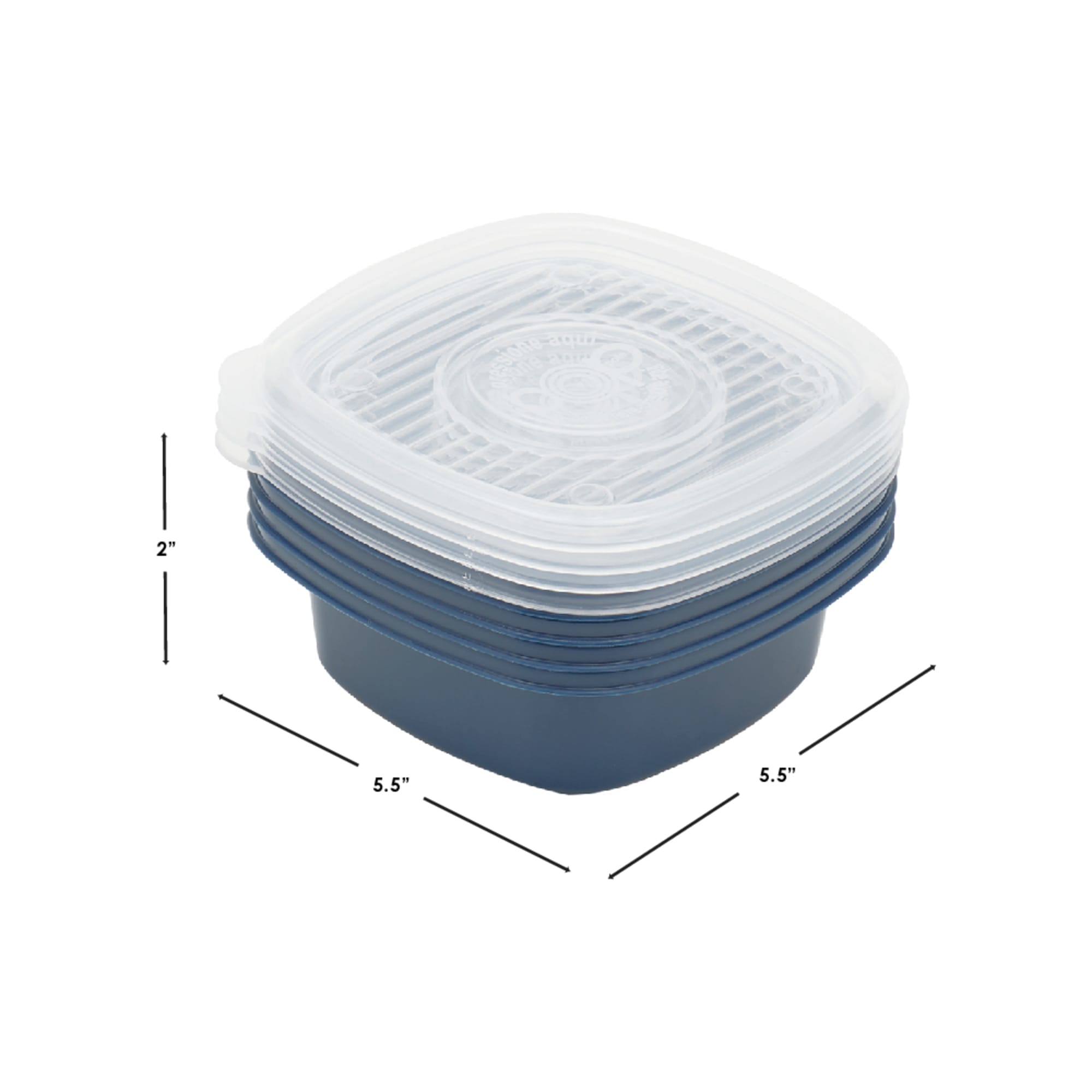Home Basics 8 Piece Square Plastic Meal Prep Set, (13.5 oz), Blue $5 EACH, CASE PACK OF 8