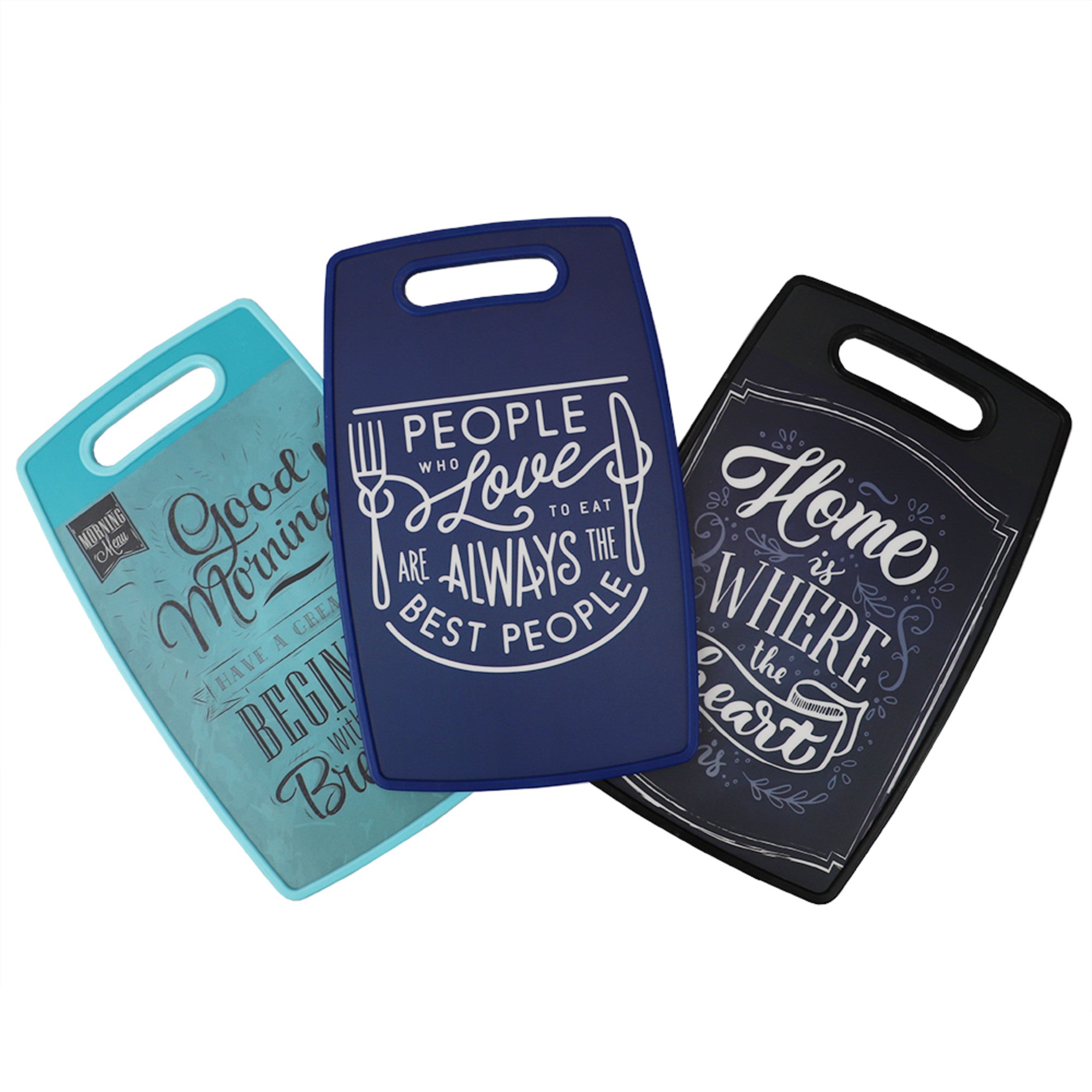 Home Basics Typography 12” x 15” Plastic Cutting Board - Assorted Colors