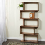 Load image into Gallery viewer, Home Basics Geometric 5 Tier Book Shelf, Brown $50 EACH, CASE PACK OF 1
