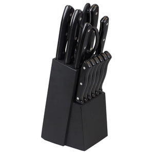 5 Piece Cutlery Knife Set with Block Stainless Steel Black Kitchen Set