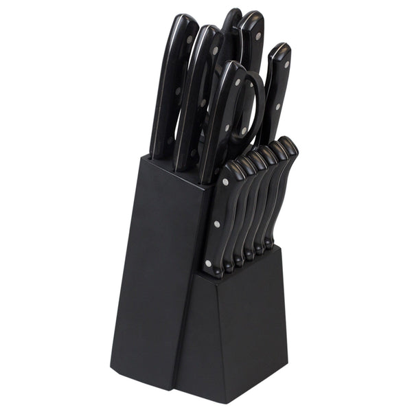 1pc Kitchen Knife Block, Black Stainless Steel Cylindrical Knife