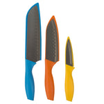 Load image into Gallery viewer, Home Basics 3 Piece Stainless Steel  Knife Set with Colorful Slip Covers $4.00 EACH, CASE PACK OF 12
