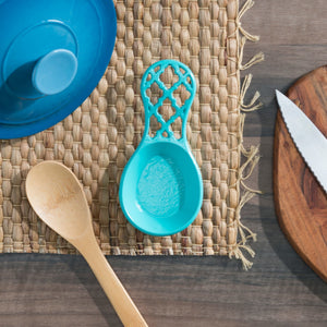 Home Basics Lattice Collection Cast Iron Spoon Rest, Turquoise $4.00 EACH, CASE PACK OF 6