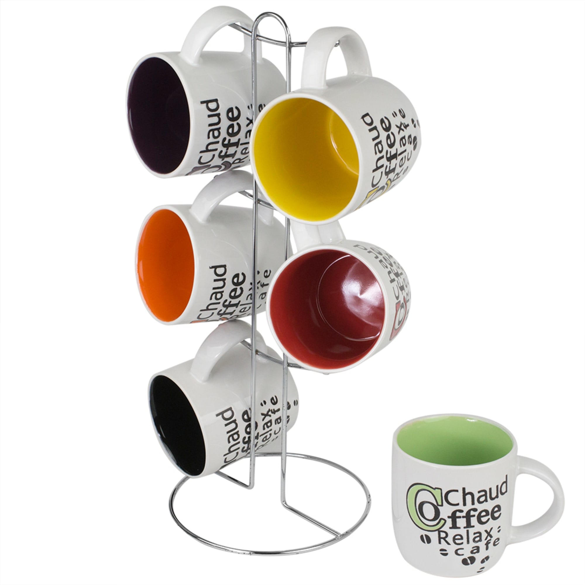 Home Basics 6 Piece Mug Set with Stand $10.00 EACH, CASE PACK OF 6