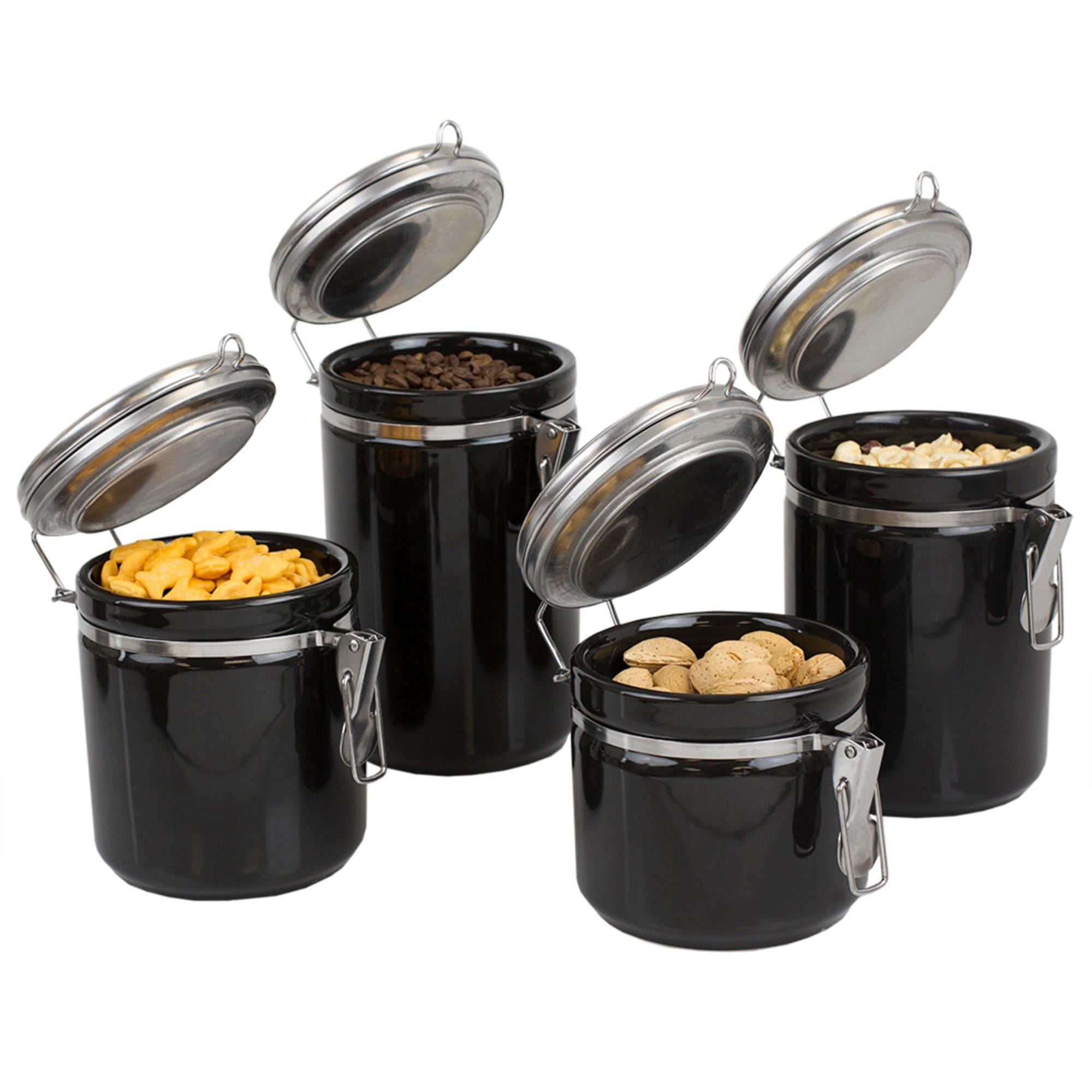 Home Basics 4 Piece  Canister Set with Stainless Steel Tops $20.00 EACH, CASE PACK OF 2