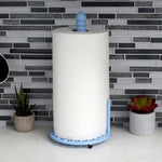 Load image into Gallery viewer, Home Basics Sunflower Free-Standing Cast Iron Paper Towel Holder with Dispensing Side Bar, Blue $8.00 EACH, CASE PACK OF 3
