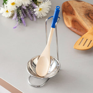 Home Basics Stainless Steel Spoon Rest with Wood Spoon $3.00 EACH, CASE PACK OF 24