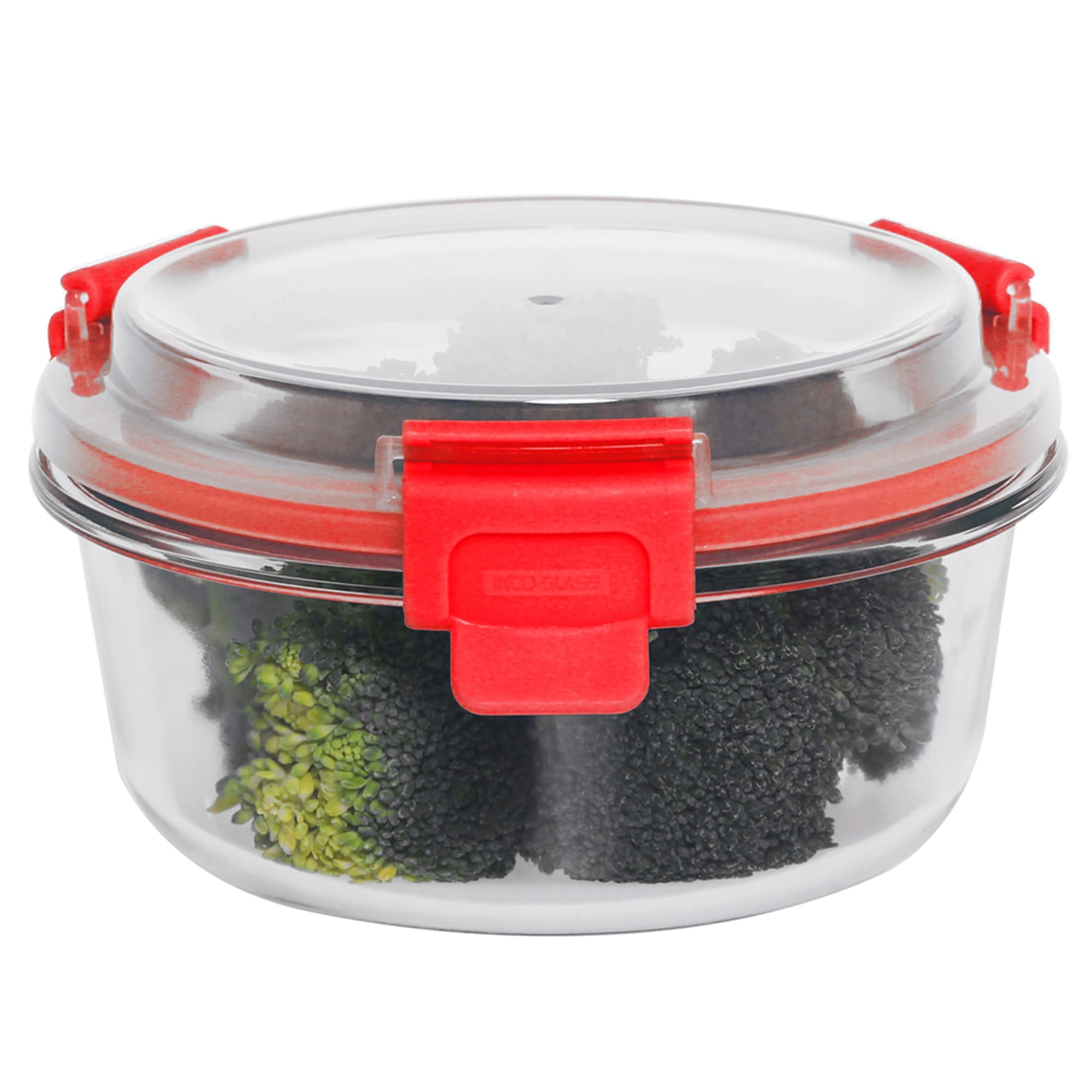 Home Basics Leak Proof  21oz. Round Glass Food Storage Container With Plastic Lid, Red $5.00 EACH, CASE PACK OF 12