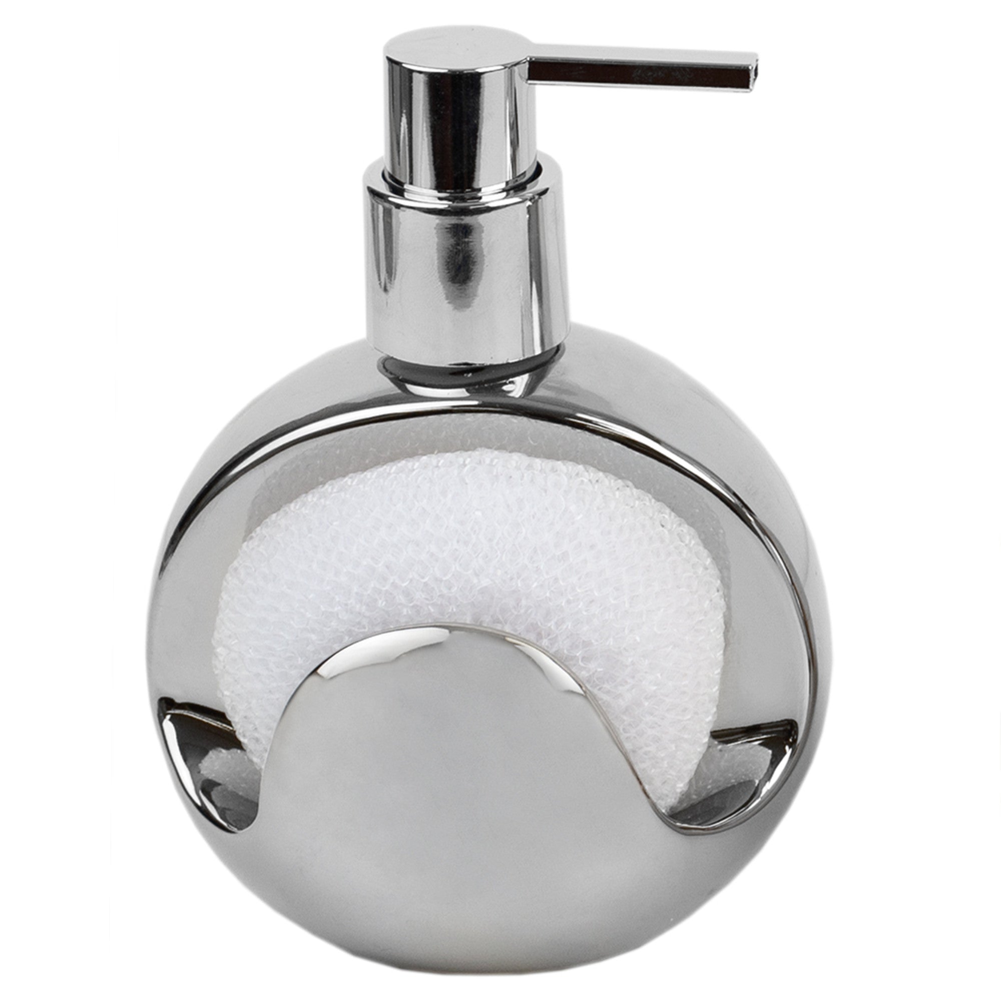 Home Basics Cosmic Ceramic Soap Dispenser with Steel Top and Fixed Sponge Holder - Assorted Colors