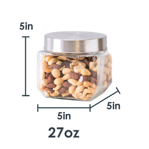 Home Basics Glass Square Canister with Steel Lid $2.00 EACH, CASE PACK OF 24