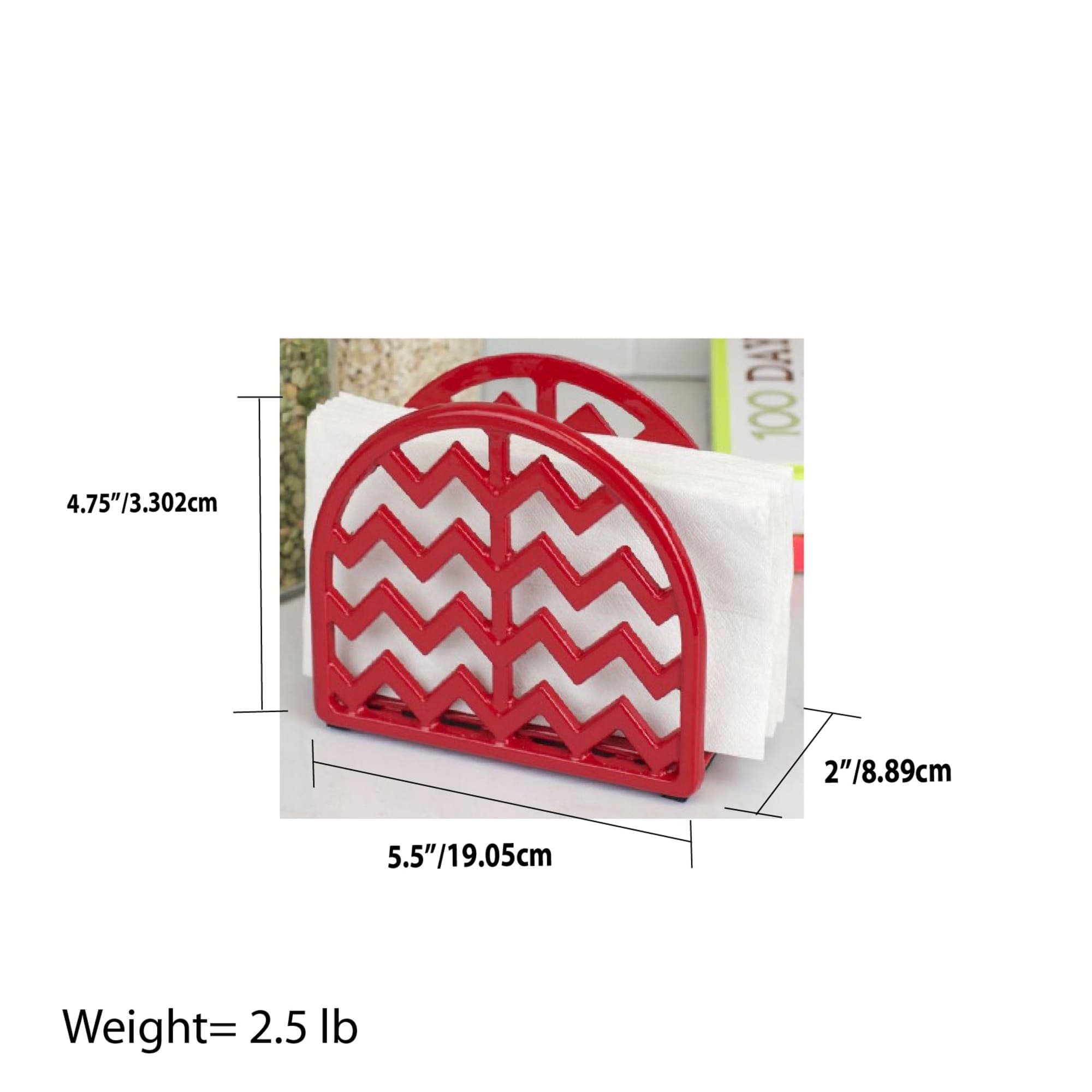 Home Basics Chevron Collection Cast Iron Napkin Holder, Red $7.00 EACH, CASE PACK OF 6