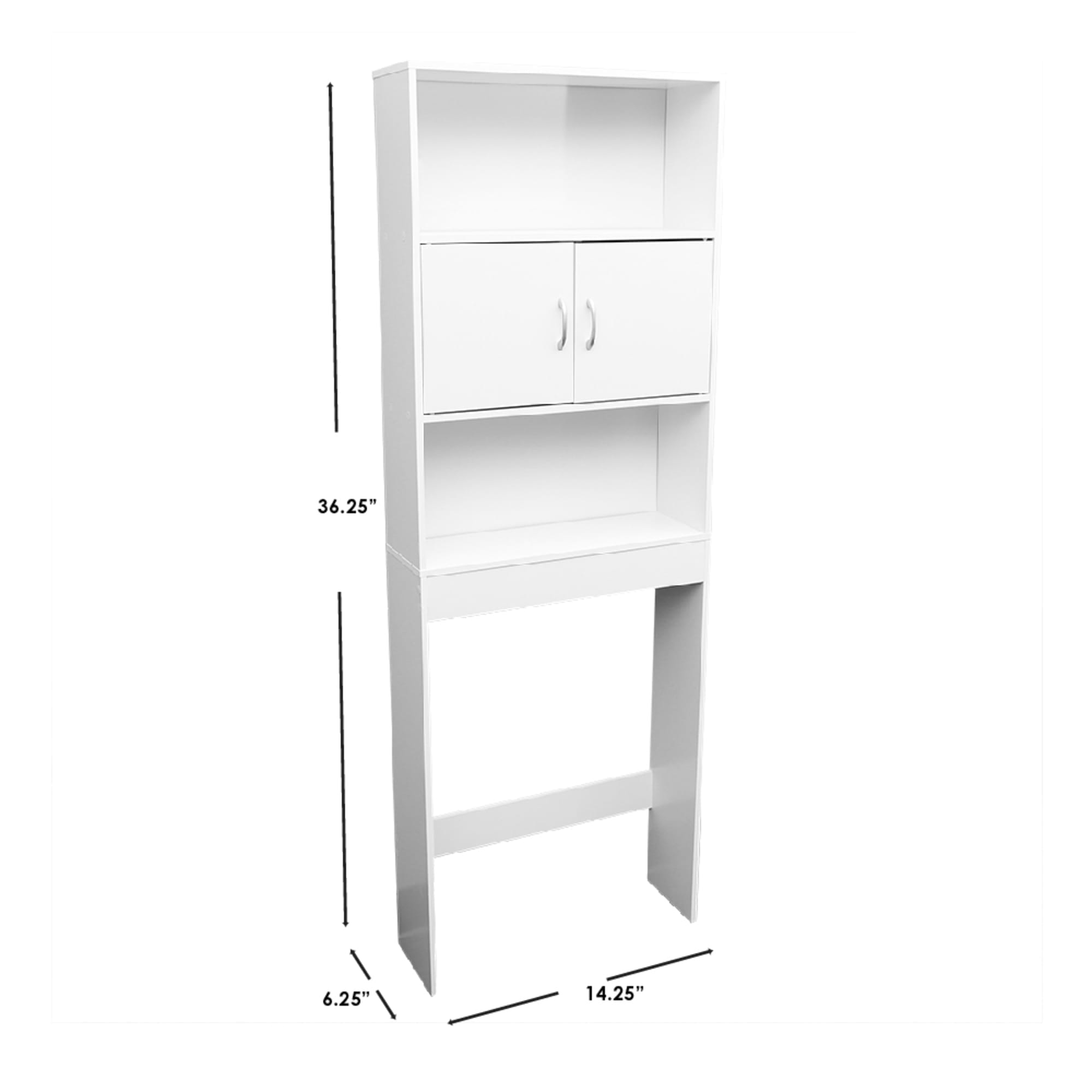 Home Basics 3 Tier MDF Over The Toilet Bathroom Shelf With Open Shelving and Cabinets, White $60.00 EACH, CASE PACK OF 1