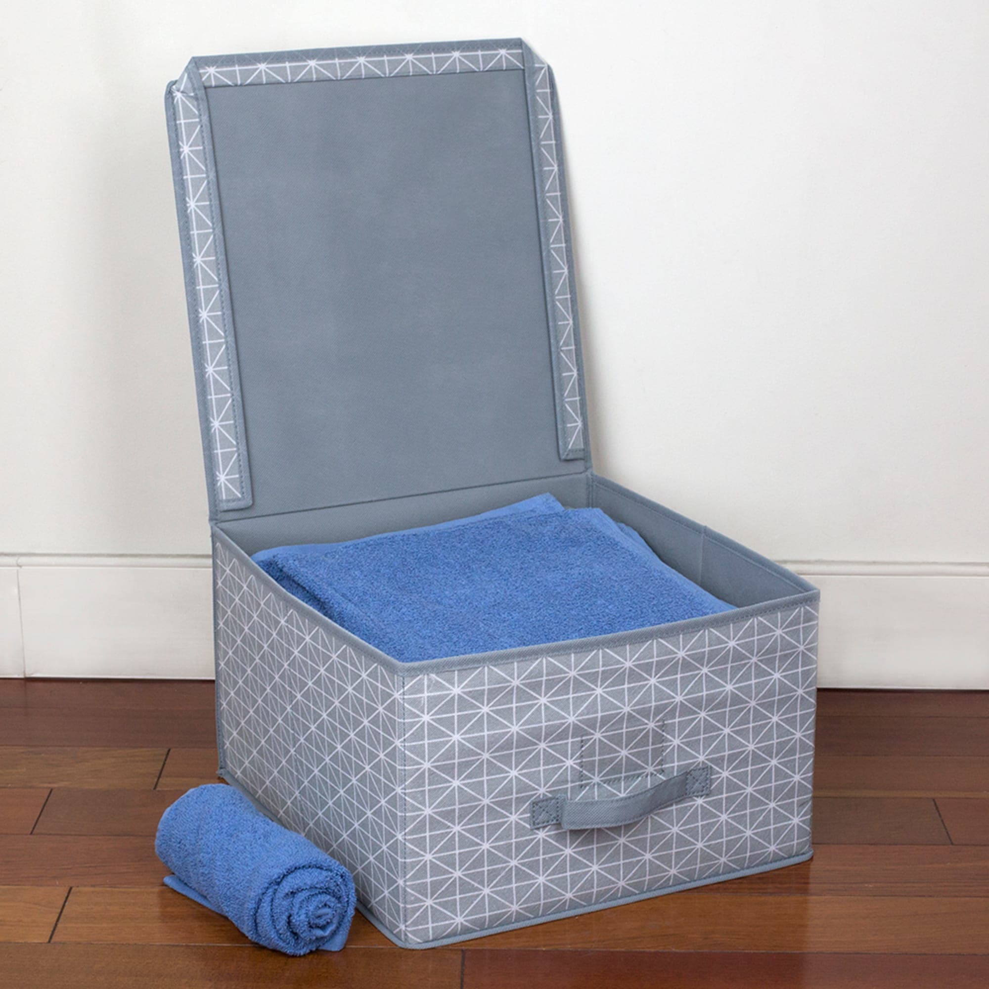 Home Basics Diamond Collection Jumbo Storage Box, Grey $6.00 EACH, CASE PACK OF 12