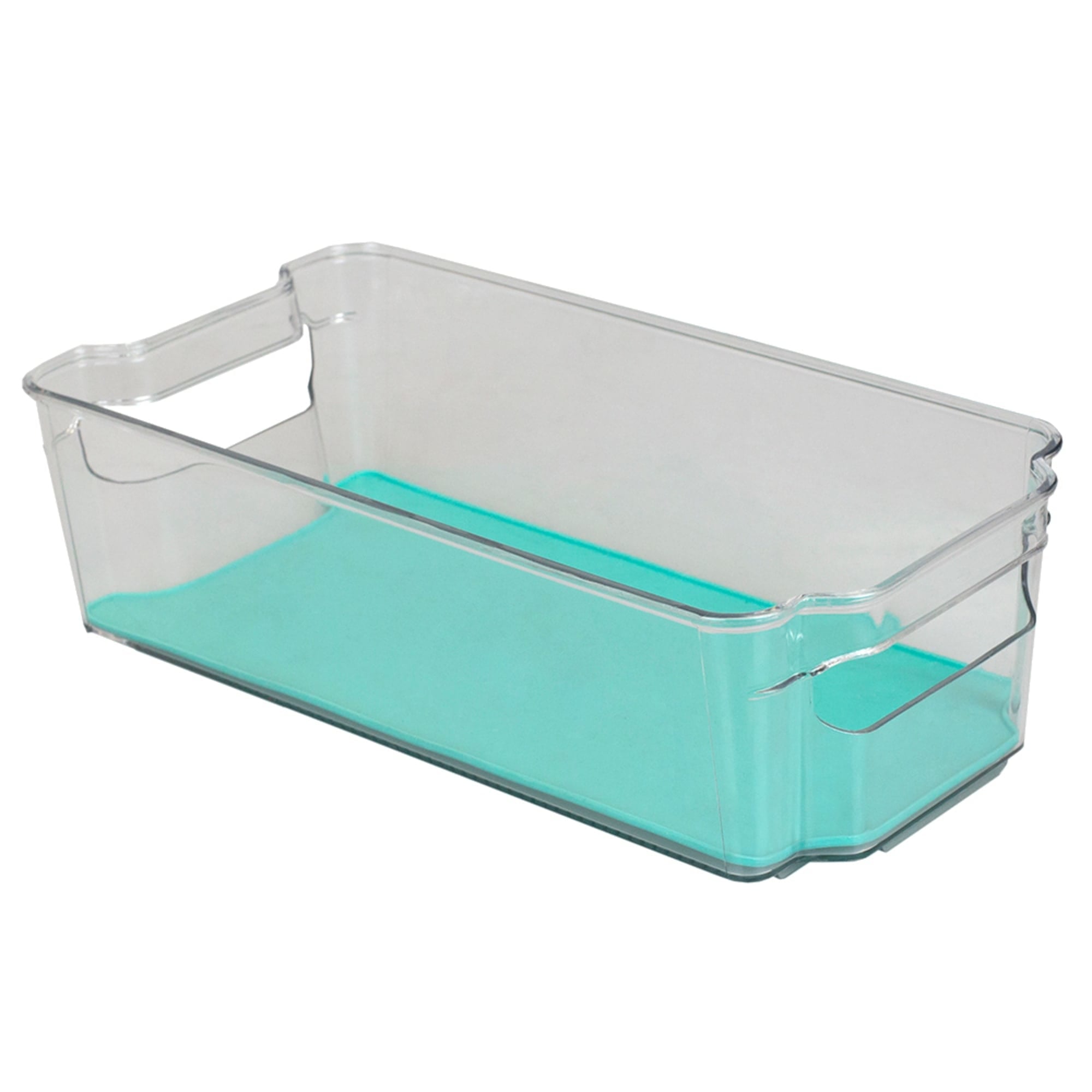 Home Basics 6" x 15" Multi-Purpose Plastic Fridge Bin with Rubber Lining, Turquoise $4 EACH, CASE PACK OF 12