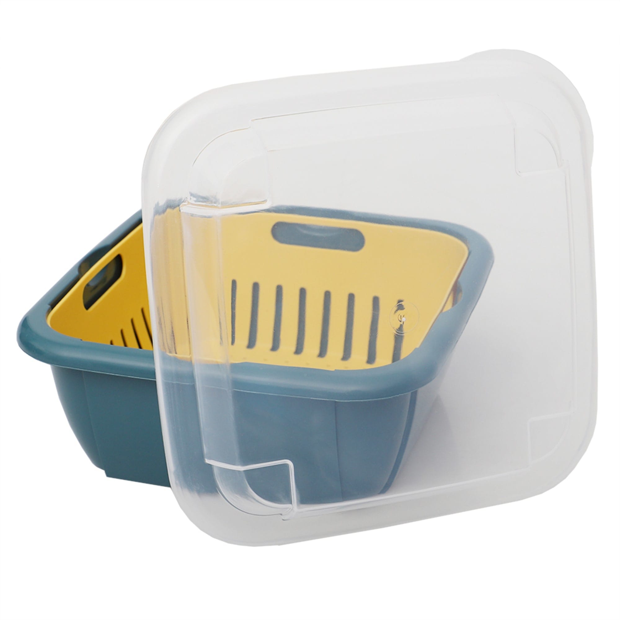 Home Basics Plastic Container with Strainer Basket and Clear Lid, Multi-Color $2.00 EACH, CASE PACK OF 12