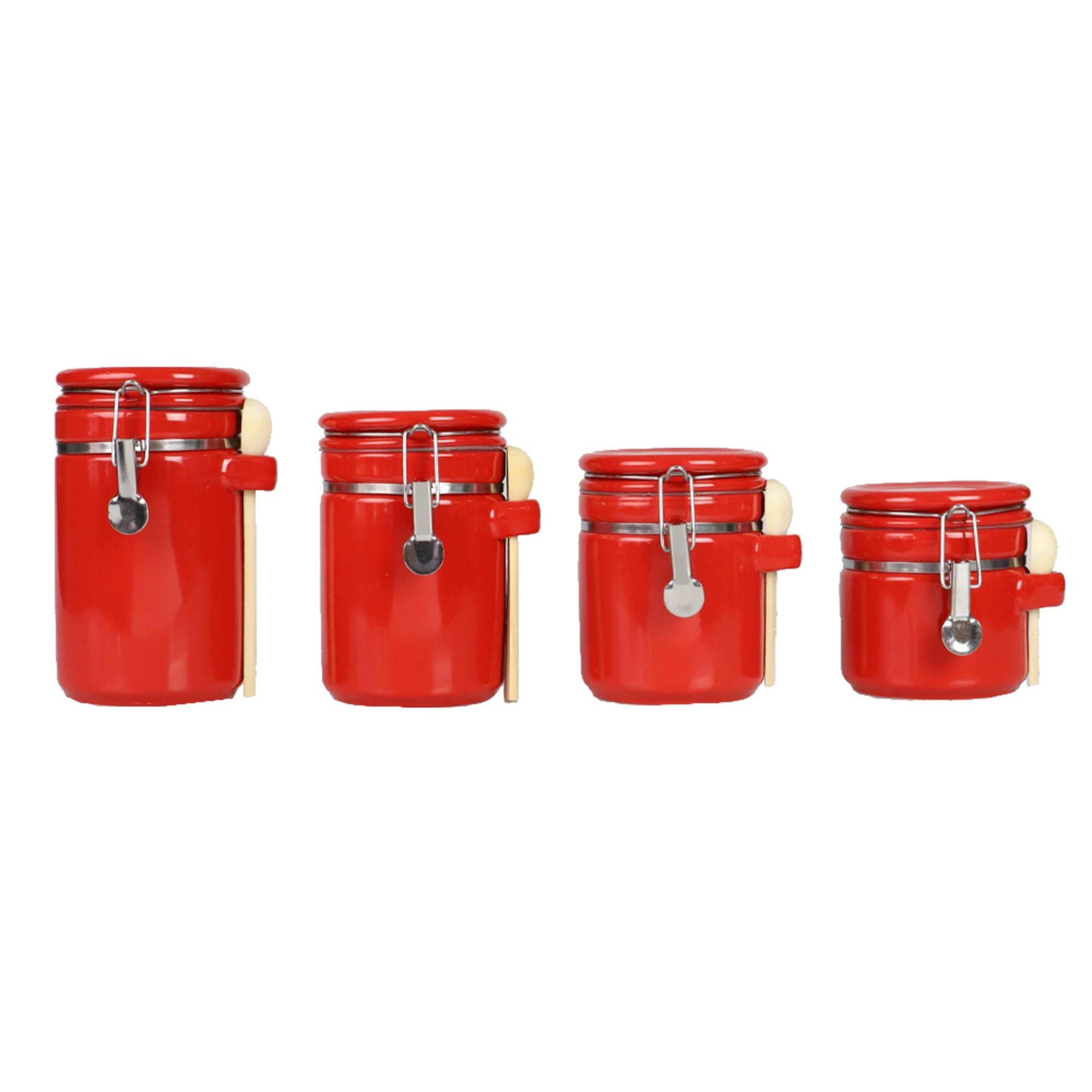 Home Basics 4 Piece Ceramic Canister Set with Wooden Spoons, Red $20.00 EACH, CASE PACK OF 2