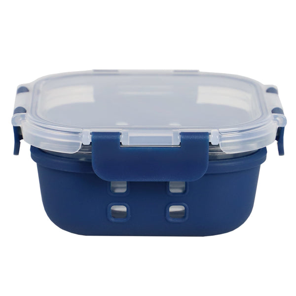 Michael Graves Design Rectangle Large 35 Ounce High Borosilicate Glass Food  Storage Container with Plastic Lid, Indigo, FOOD PREP