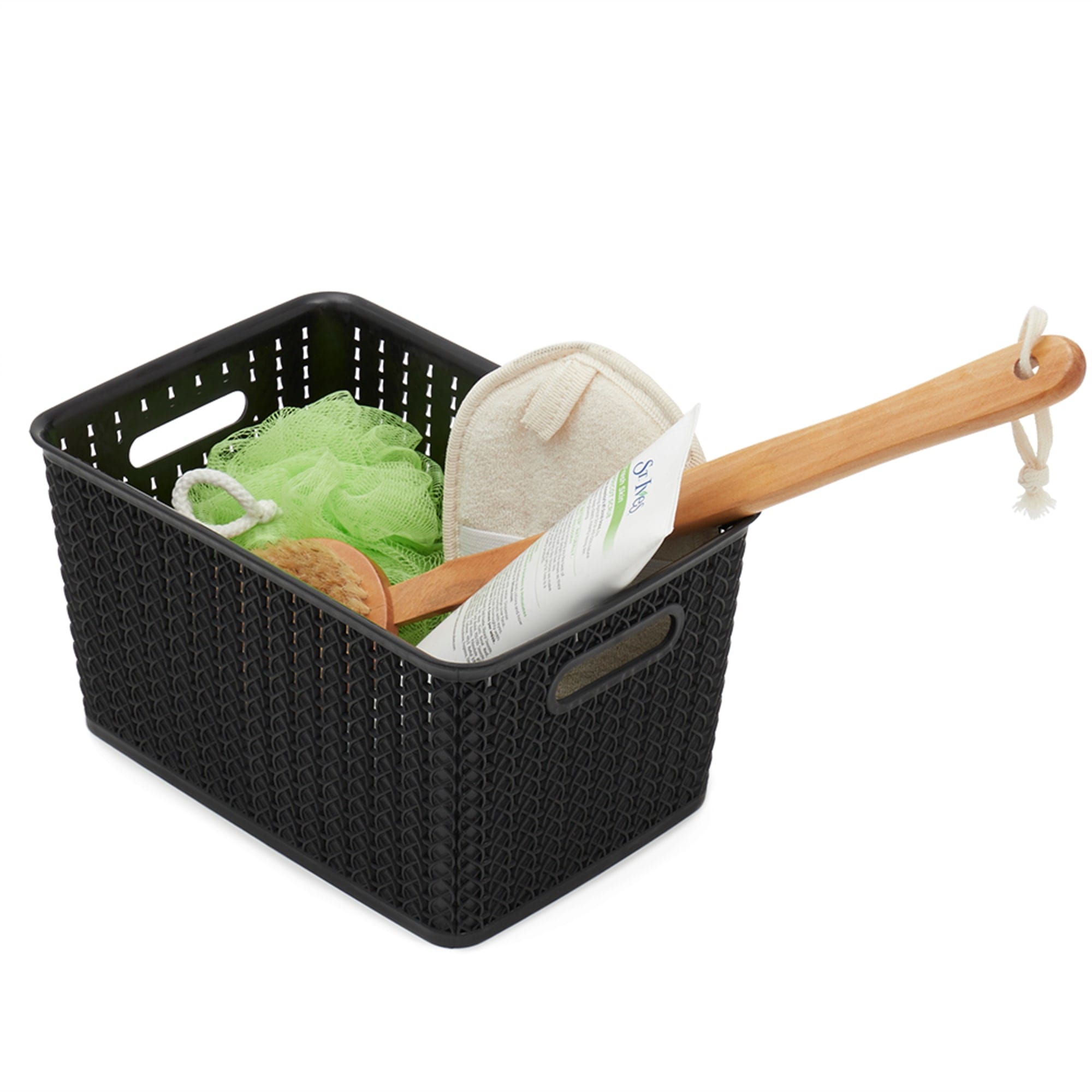 Home Basics 5 Liter Plastic Basket With Handles, Black $4 EACH, CASE PACK OF 6