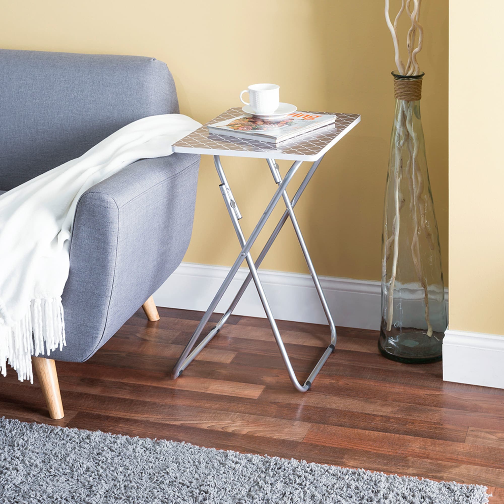 Home Basics Lattice Multi-Purpose Foldable Table, Grey/White $15.00 EACH, CASE PACK OF 6