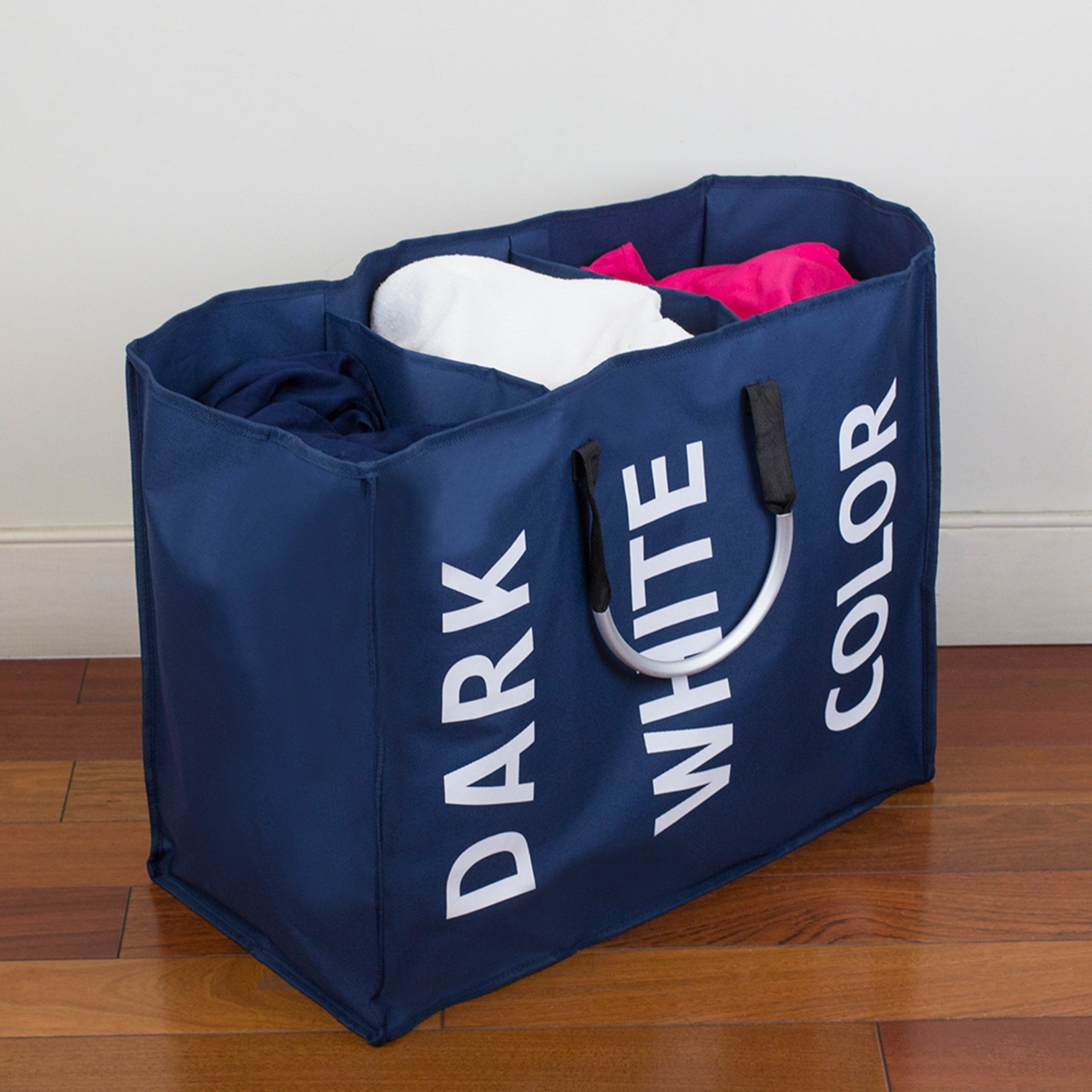 Home Basics Triple Canvas Laundry Sorter with Aluminum Handles, Navy $12.00 EACH, CASE PACK OF 12