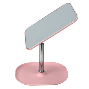 Home Basics Square Makeup Mirror with Plastic Frame and Tray Base - Assorted Colors