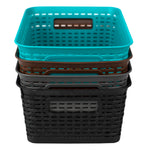 Load image into Gallery viewer, Home Basics  Medium Stackable Multi-Purpose Tightly Woven Plastic Basket with Cut-Out Handles - Assorted Colors
