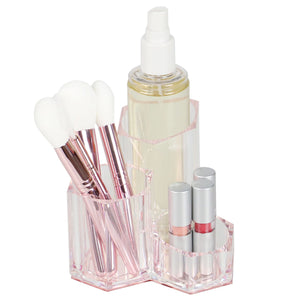 Home Basics Tri-Stand Plastic Cosmetic Organizer with Rose Bottom $4.00 EACH, CASE PACK OF 12