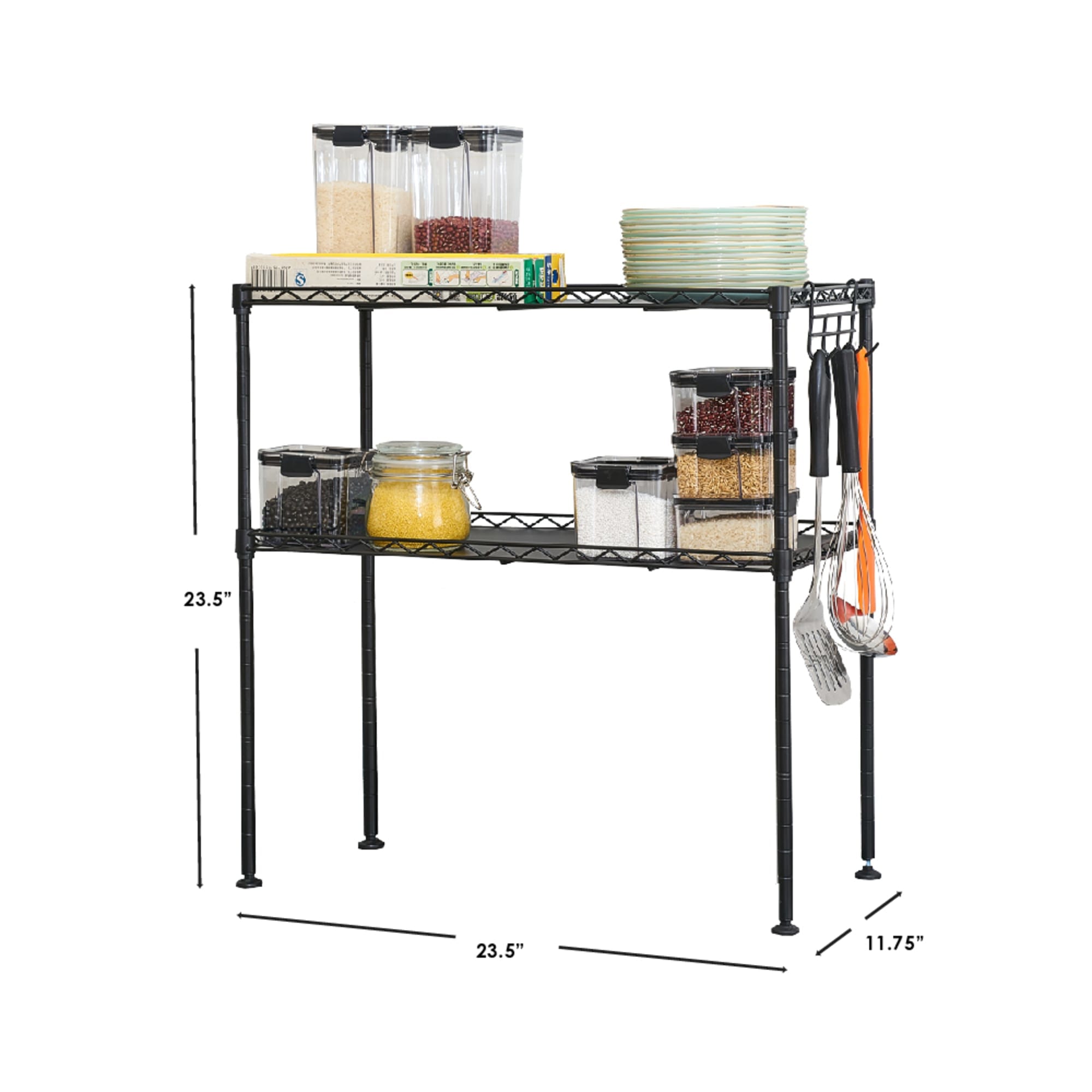 Home Basics 2 Tier Microwave Rack, Black $30.00 EACH, CASE PACK OF 1