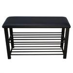 Load image into Gallery viewer, Home Basics Cushioned Storage Bench with 2 Tier Steel Shoe Rack, Black $40.00 EACH, CASE PACK OF 1
