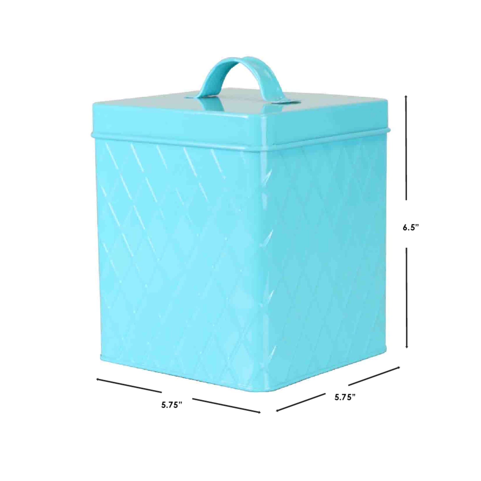 Home Basics Large  Tin Canister, Turquoise $6.00 EACH, CASE PACK OF 8