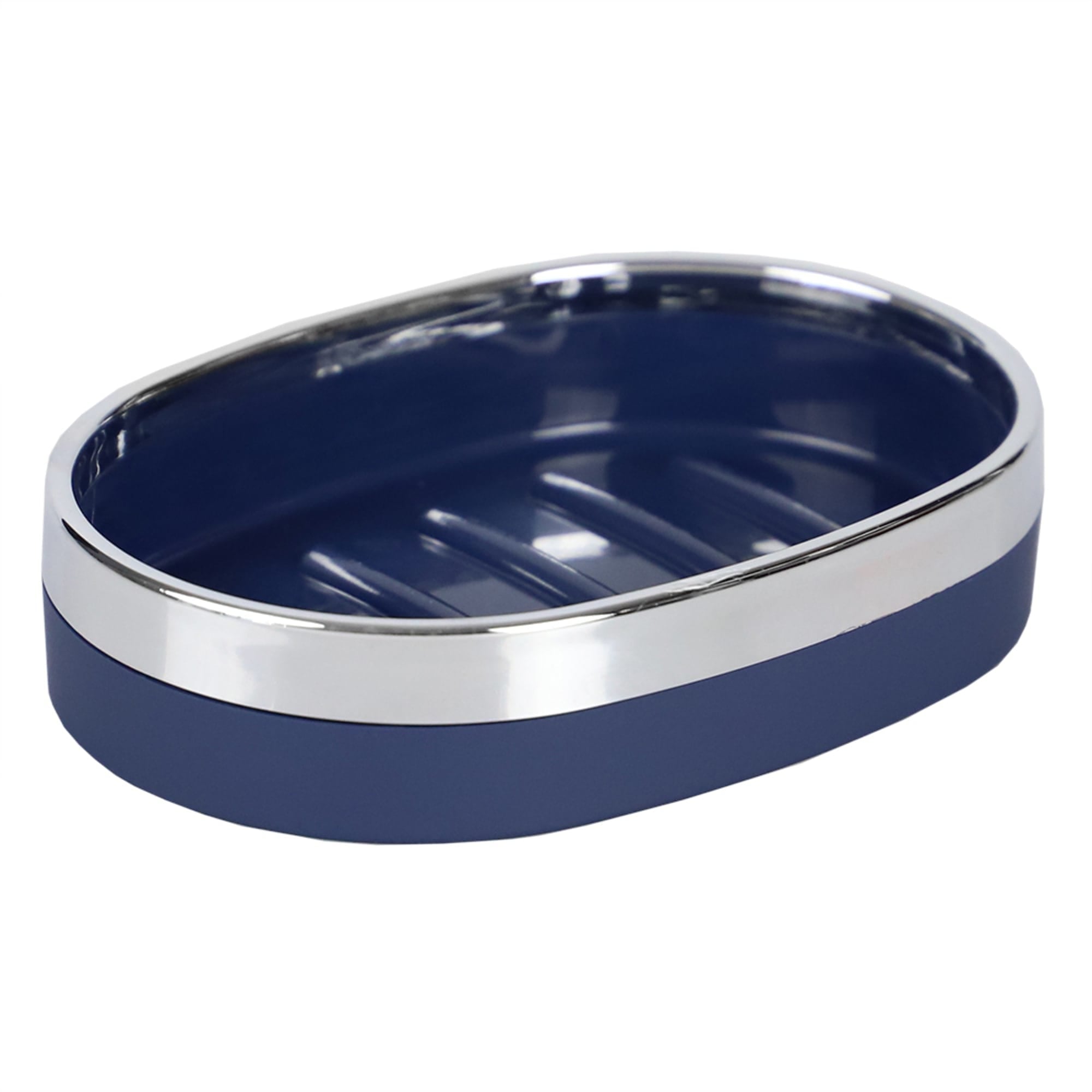 Home Basics Skylar Oval Ridged ABS Plastic Soap Dish, Navy $3.00 EACH, CASE PACK OF 12