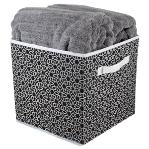 Home Basics Blossom Collapsible Non-Woven Storage Cube, Black $3.00 EACH, CASE PACK OF 12