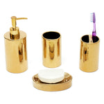 Load image into Gallery viewer, Home Basics 4 Piece Ceramic Bath Accessory Set, Gold $10.00 EACH, CASE PACK OF 8
