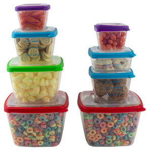 Home Basics 16 Piece Nesting Plastic Food Storage Container Set with Multi-Color Snap-On Lids $8.00 EACH, CASE PACK OF 12