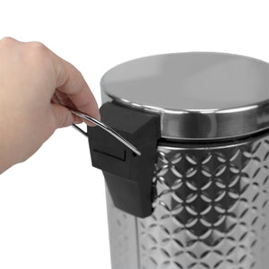 Home Basics Embossed Stainless Steel  3 Lt  Waste Bin, Silver $10.00 EACH, CASE PACK OF 6