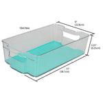 Load image into Gallery viewer, Home Basics 9&quot; x 15&quot; Multi-Purpose Plastic Fridge Bin with Rubber Lining, Turquoise $6 EACH, CASE PACK OF 12
