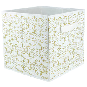 Home Basics Metallic Curlz Collapsible Non-Woven Storage Cube, Gold $3.00 EACH, CASE PACK OF 12