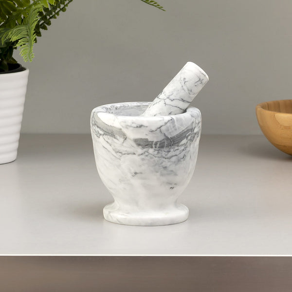Storied Home White Marble Mortar and Pestle