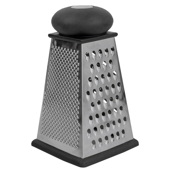 Home Basics 4-Sided Cheese Grater With Rubber Grip, Black