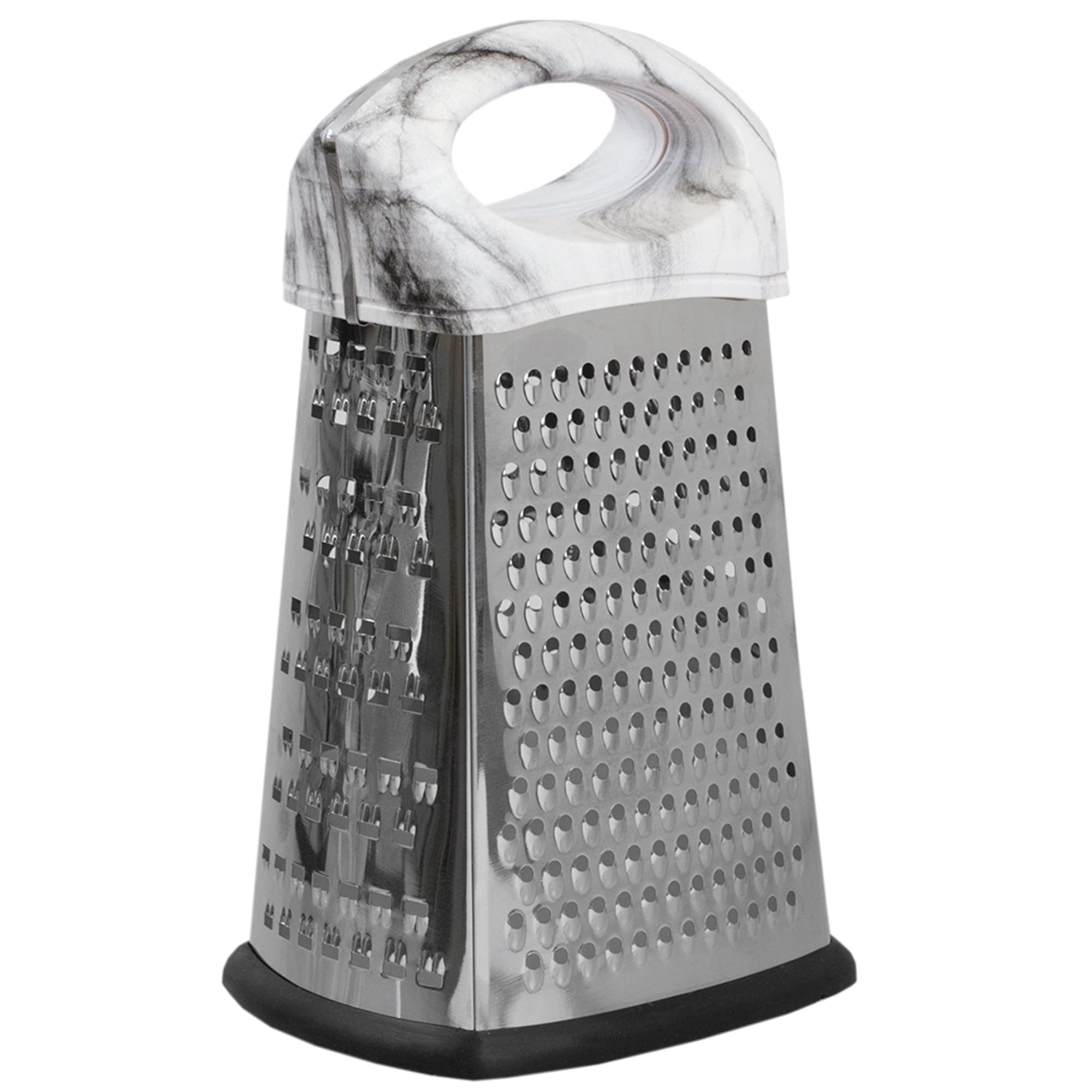 Home Basics 4 Sided Stainless Steel Cheese Grater with Faux Marble Handle $4.00 EACH, CASE PACK OF 24