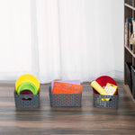 Load image into Gallery viewer, Home Basics Crossweave 10&quot; x 7.5&quot; x 4&quot; Multi-Purpose Stackable Plastic Storage Basket, (Pack of 3) - Assorted Colors
