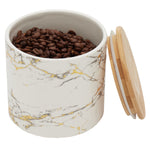 Load image into Gallery viewer, Home Basics Marble Like Small Ceramic Canister with Bamboo Top, White $5.00 EACH, CASE PACK OF 12

