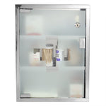 Load image into Gallery viewer, Home Basics 3 Shelf Frosted Glass Surface Mount Medicine Cabinet with Keys, Silver $25.00 EACH, CASE PACK OF 4
