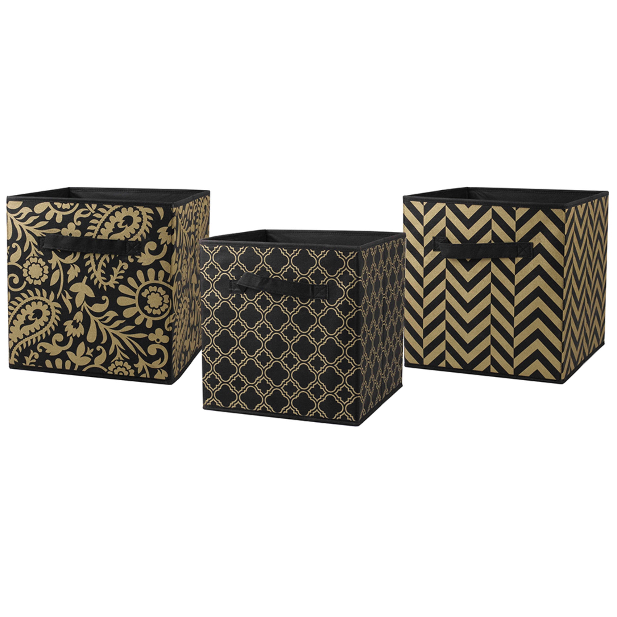 Home Basics Storage Bin, Metallic Gold/Black - Assorted Colors