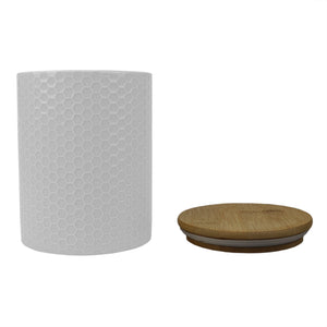 Home Basics Honeycomb Medium Ceramic Canister, White $6 EACH, CASE PACK OF 12