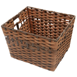 Home Basics X-large  Faux Rattan Basket with Cut-out Handles, Coffee $15.00 EACH, CASE PACK OF 6