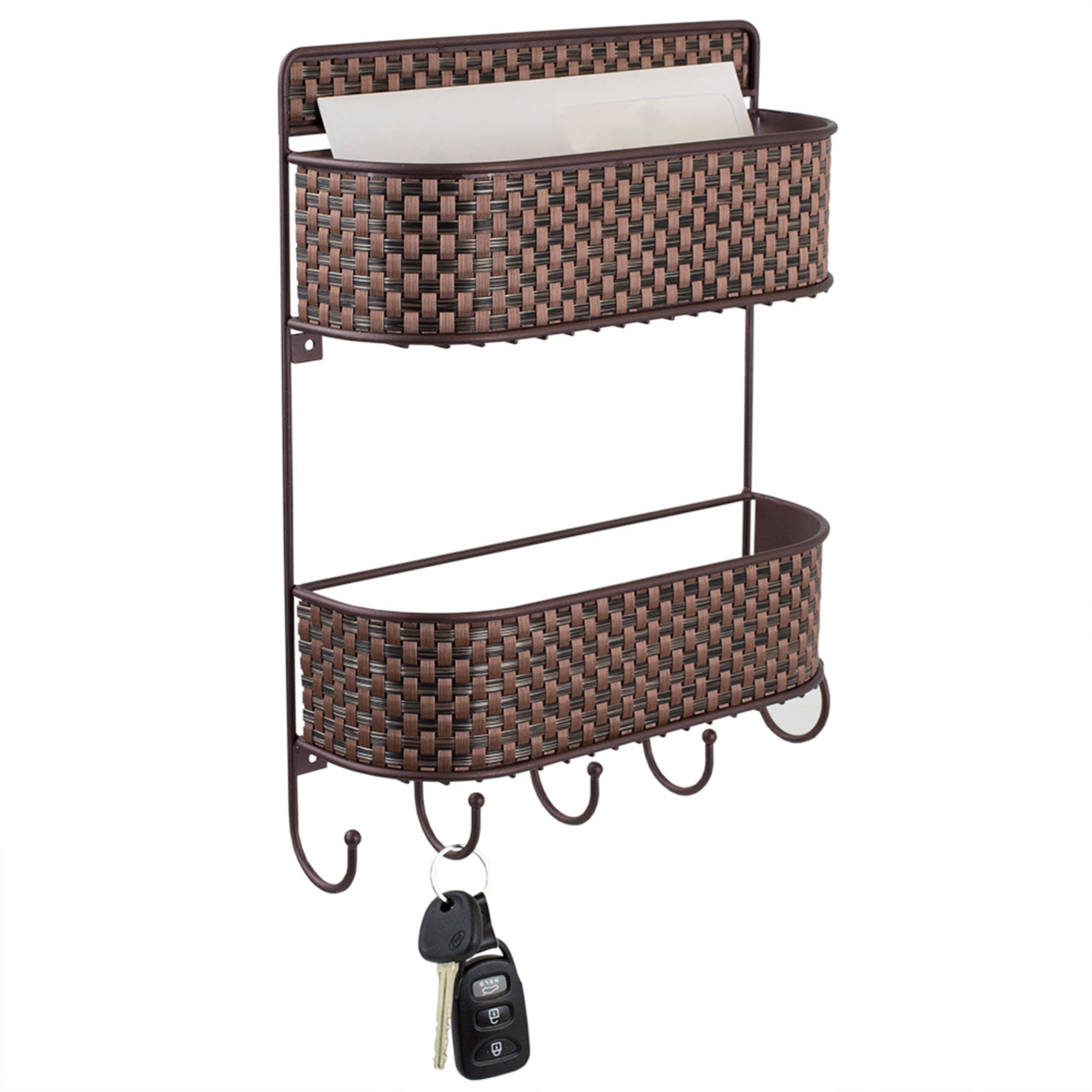 Home Basics Wall Mount Basket Weave 2 Tier Letter Rack Organizer, Bronze $10.00 EACH, CASE PACK OF 6