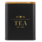 Load image into Gallery viewer, Home Basics Bistro 50 oz. Tin Tea Canister with Bamboo Lid, Black $6.00 EACH, CASE PACK OF 12
