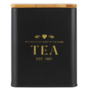 Home Basics Bistro 50 oz. Tin Tea Canister with Bamboo Lid, Black $6.00 EACH, CASE PACK OF 12